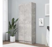 Gecheer Libreria,Mobiletto,Armadietto,Mobile,Armadio con 2 Ante,Armadio di Stoccaggio Armadio da Pavimento,Libreria per Soggiorno,Libreria Scaffale,Grigio Cemento 82,5x30,5x185,5 cm Legno Multistrato