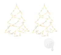 Gecheer Luci di Natale Albero di Silhouette, 2 pz 50 LED Bianco Caldo, timer 6 ore, ventose e ganci, for decorazione interna