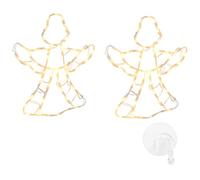 Gecheer Luci di Natale Angelo Silhouette, 2 pz 50 LED Bianco Caldo, decorazione interna, timer 6 ore, ventose e ganci, per feste e decorazioni natalizie