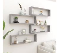 Gecheer Mensole a Cubo 4 pz Grigio Cemento 100x15x30 cm in Truciolato,Mesole da Muro Design Moderne,Set Mensole da Parete,Set di 6 Cubi da Parete,Mensola per Camerette Scaffale da Parete