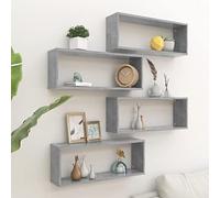 Gecheer Mensole Parete a Cubo 4 pz Grigio Cemento 60x15x23 cm in Truciolato,Mesole da Muro Design Moderne,Set Mensole da Parete,Set di 6 Cubi da Parete,Mensola per Camerette Scaffale da Parete