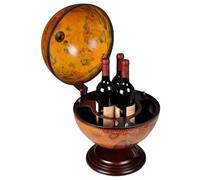 Gecheer Minibar da tavola, a globo, supporto per vini, legno eucalipto, per cantina