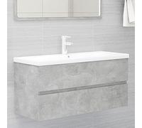 Gecheer Mobile da Bagno,Sospeso,Pensile,a Muro,Moderno,con Rubinetto e Scarico,con Lavabo Lavandino Integrato,in Legno Multistrato,Grigio Cemento 100x38,5x45 cm