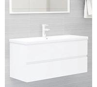 Gecheer Mobile da Bagno,Sospeso,Pensile,a Muro,Moderno,senza Rubinetto e Scarico,con Lavabo Lavandino Integrato,in Legno Multistrato,Bianco 100x38,5x45 cm