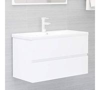 Gecheer Mobile da Bagno,Sospeso,Pensile,a Muro,Moderno,senza Rubinetto e Scarico,con Lavabo Lavandino Integrato,in Legno Multistrato,Bianco 80x38,5x45 cm