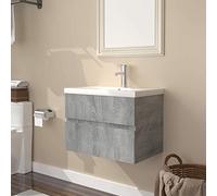Gecheer Mobile da Bagno,Sospeso,Pensile,a Muro,Moderno,senza Rubinetto e Scarico,con Lavabo Lavandino Integrato,in Legno Multistrato,Grigio Sonoma 60x38,5x45 cm