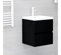 Gecheer Mobile da Bagno,Sospeso,Pensile,a Muro,Moderno,senza Rubinetto e Scarico,con Lavabo Lavandino Integrato,in Legno Multistrato,Nero 41x38,5x45 cm