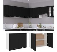 Gecheer Mobile pensile Lyon, nero 80x31x60cm in legno multistrato, per cucina