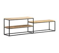 Gecheer Mobile per TV con 3 ripiani, per TV, basso, per TV, per TV, in legno di mango grezzo, 180 x 30 x 50 cm