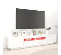 Gecheer Mobile Porta TV con Luci LED Bianco 200x35x40 cmParete attrezzata per televisore con illuminazione