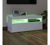 Gecheer Mobile Porta TV con Luci LED Bianco 90x35x40 cmParete attrezzata per televisore con illuminazione