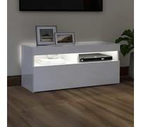 Gecheer Mobile Porta TV con Luci LED Bianco Lucido 90x35x40 cmParete attrezzata per televisore con illuminazione