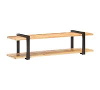 Gecheer Mobile TV 160 x 40 x 40 cm in legno massello di mango grezzo, panca TV con mensola, supporto per TV per soggiorno, camera da letto