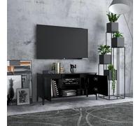 Gecheer Mobile TV con Gambe in Metallo Nero 103,5x30x50 cmParete attrezzata per televisore con illuminazione