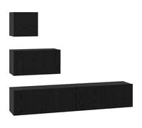 Gecheer Mobile TV da Parete con lo scaffale con archiviazione con porta 4 pcs Rovere NeroScaffale per TV