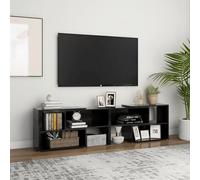 Gecheer Mobile TV Nero Lucido 149x30x52 cm Legno Ingegneria, Panca TV con Espandibile con Ripiani, Supporto TV per Soggiorno, Camera da letto