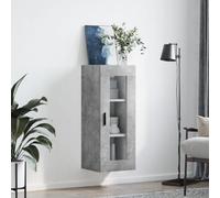 Gecheer Mobiletto,Armadietto,con Vetrina,Pensile,da Parete,a Muro,Multistrato,Grigio Cemento,con Ripiani,34,5x34x90 cm,Armadietto Sospeso,Armadietto da Bagno,da Cucina,Mobiletto da Parete,Maniglia F