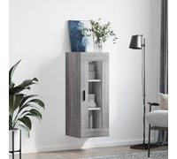 Gecheer Mobiletto,Armadietto,con Vetrina,Pensile,da Parete,a Muro,Multistrato,Grigio Sonoma,con Ripiani,34,5x34x90 cm,Armadietto Sospeso,Armadietto da Bagno,da Cucina,Mobiletto da Parete,Maniglia F