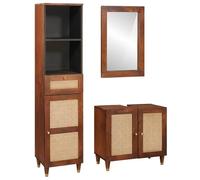 Gecheer Mobili da bagno 3 pcs 38 x 33 x 160 cm Legno di mango masselloMobile Bagno in Rovere