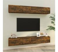 Gecheer Mobili Porta TV a Parete 4 pz Rovere Fumo 100x30x30 cmScaffale per TV