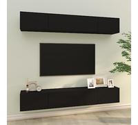 Gecheer Mobili TV 4 pz,Mobile TV Sospeso,Pensile,Parete Attrezzata da Soggiorno,Armadietto a Parete per TV Nero 100x30x30 cm in Legno Multistrato