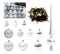 Gecheer Palle di Natale LED, 61 pcs Argento Plastica, luci a stringa LED, illuminazione vivace, for alberi di Natale, salotti, uffici, sale da pranzo