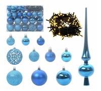 Gecheer Palle di Natale LED, Set di 61 pcs con 150 luci, Blu Plastica, Decorazione Albero Moderno, per Salotto Ufficio Sala da Pranzo