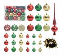 Gecheer Palle di Natale LED, Set di 61 pcs con 150 luci multicolore, plastica, decorazioni albero di Natale, luci festive, per salotti, uffici, sale da pranzo