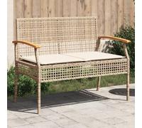 Gecheer Panca da giardino con cuscino beige resina intrecciata e acacia, panca da esterno, sedia da portico panca per terrazza, balcone, campeggio