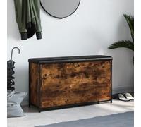 Gecheer Panca,Portascarpe,Scarpiera,Ingresso,in Similpelle e Multistrato,Rovere Fumo e Nero,102x32x56 cm,Panchina,Portascafpe,Ingresso,Panca Scarpiera per Ingresso,Portascarpe Ingresso con Seduta