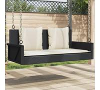 Gecheer Panchina a Dondolo con Cuscini Nera 119x56x48 cm in Polyrattan,Panca Dondolo da Esterno,Dondolo 2 Posti per Esterni,Panchina Swing Altalena da Giardino,Dondolo da Esterno,P365629