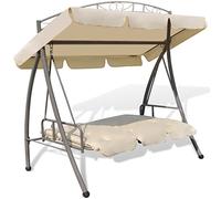 Gecheer Panchina a Dondolo da Giardino con Baldacchino, Swing Altalena 3 Posti Esterno Tettuccio Bianco