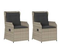 Gecheer Panchina da giardino 2 pcs Grigio chiaro Poly RattanGiardino con cuscini