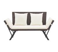 Gecheer Panchina da giardino, panchina 176 cm marrone in polyrattan con cuscini per esterni