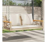 Gecheer Panchina Dondolo con Cuscini,Dondolo da Esterno,Dondolo 2 Posti,Dondolo da Giardino,Panchina a Dondolo da Giradino,Seduta sospesa,Seduta a Dondolo da Giardino,Beige 109x62x40 cm in Polyrattan