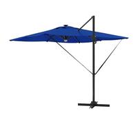 Gecheer Parasol a braccio Roma con LED blu azzurro, 286 x 285 x 270 cm, in alluminio.Ombrellone Cantilever LED