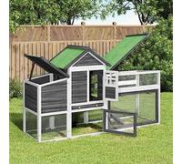 Gecheer Pollaio,Casetta,Gabbia,per Galline,Casetta Cova,in Legno di Pino,Grigio,186,5x58,5x113 cm,Pollaio da Giardino,Pollaio da Esterno,Pollaio in Legno,Gabbia per Pollame da Estterno in Legno
