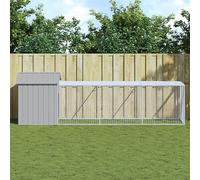 Gecheer Pollaio,con Area Corsa,Gabbia per Polli,Pollaio per Galline da Esterno,Casetta per polli,Pollaio da Giardino in Metallo,Recinto per pollaio,Gabbia di Pollo Grande,Grigio Chiaro 117x405x123 cm