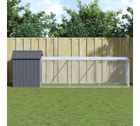 Gecheer Pollaio da Esterno in Acciaio Zincato, Gabbia per Polli con Area di Corsa, Antracite, 117x405x123 cm, Pollaio da Giardino in Metallo