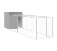 Gecheer Pollaio,Gabbia,per Polli,da Esterno,in Acciaio Zincato,Grigio Chiaro,con Area di Corsa,165x659x181 cm,Gabbia per Polli da Esterno,Pollaio da Giardino,Pollaio Metallo,Pollaio in Acciaio