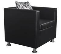 Gecheer Poltrona a Cubo Moderna in Pelle Artificiale, Nero - Elegante e Compatta per Interni
