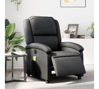 Gecheer Poltrona,Massaggiante,Elettrica,Relax,Reclinabile,Automatica,da TV,in Vera Pelle,Nera,con Poggiapiedi,71x86,5x99,5 cm,Poltrona Reclinabile,Relax,Poltrona da TV,Poltrona per Anziani