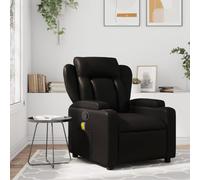 Gecheer Poltrona Massaggiante Reclinabile da TV e Salotto con Poggiapiedi in Similpelle Nera, 77x94,5x100 cm, Relax per Anziani