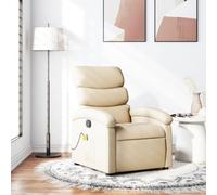 Gecheer Poltrona Massaggiante,Relax Reclinabile da TV per Anziani in Tessuto,Crema,con Poggiapiedi,70x92x99,5 cm,Poltrona Reclinabile,Poltrona da TV,Poltrona per Anziani,Poltrona da Massaggio