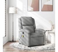 Gecheer Poltrona Massaggiante,Relax Reclinabile da TV per Anziani in Tessuto,Grigio Chiaro,con Poggiapiedi,71x86,5x99,5 cm,Poltrona Reclinabile,Poltrona da TV,Poltrona Anziani,Poltrona da Massaggio