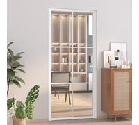 Gecheer Porta,da Interno,in Vetro Temperato,e Alluminio,Bianco e Trasparente,93x201,5 cm,Porta per Interno,Porta in Vetro,Porta in Alluminio，Griglie 3x2