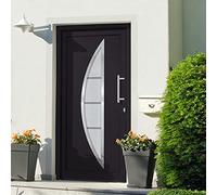Gecheer Porta di Ingresso,Porta d'ingresso,Porta Esterna in PVC,Porta in PVC per Negozio, Balcone, casa,Portoncino Ingresso Esterno,Portone blindato,Antracite 108x208 cm Disegno a Mezzaluna