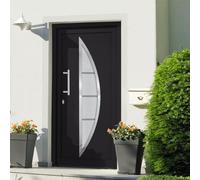 Gecheer Porta di Ingresso,Porta d'ingresso,Porta Esterna in PVC,Porta in PVC per Negozio, Balcone, casa,Portoncino Ingresso Esterno,Portone blindato,Antracite 98x208 cm