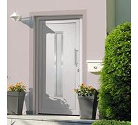 Gecheer Porta di Ingresso,Porta d'ingresso,Porta Esterna in PVC,Porta in PVC per Negozio, Balcone, casa,Portoncino Ingresso Esterno,Portone blindato,Bianca 98x208 cm
