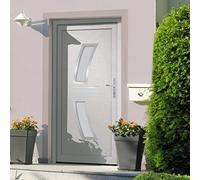 Gecheer Porta d'Ingresso Esterna in PVC per Negozio, Balcone e Casa - Portoncino Blindato Bianca 108x200 cm